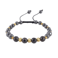 Magnetic Hematite, Shungite with Goldtone Beaded Adjustable Bracelet 66.00 ctw