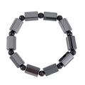 Magnetic Hematite Barrel and Shungite Stretch Beaded Bracelet 92.00 ctw - Sticky add to cart bar