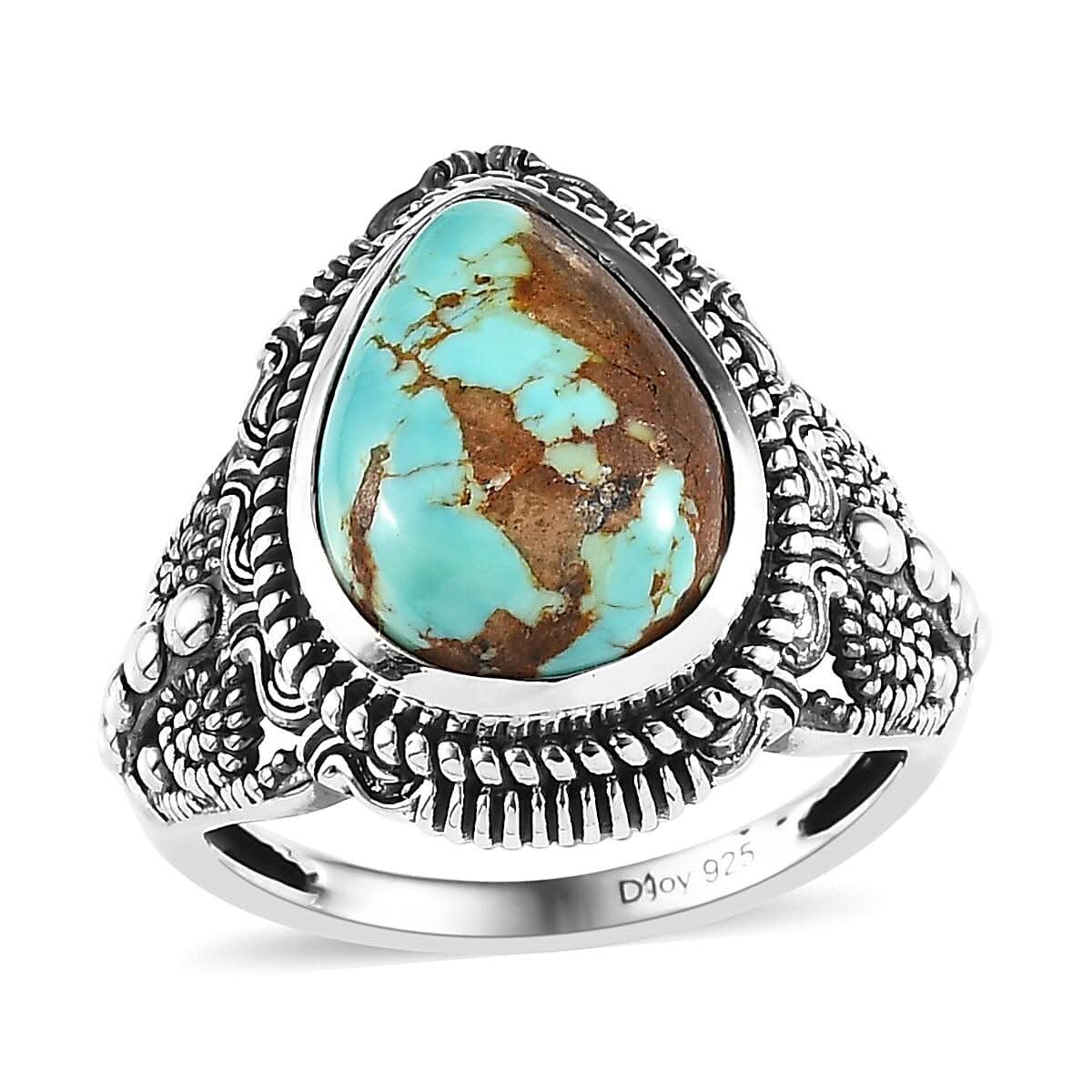 Artisan Crafted Royston Turquoise Ring in Sterling Silver (Size 10.0) 5.35 ctw
