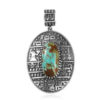 Artisan Crafted Royston Turquoise Pendant in Sterling Silver 9.10 ctw