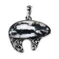 Artisan Crafted White Buffalo Bear Pendant in Sterling Silver 17.85 ctw - Sticky add to cart bar