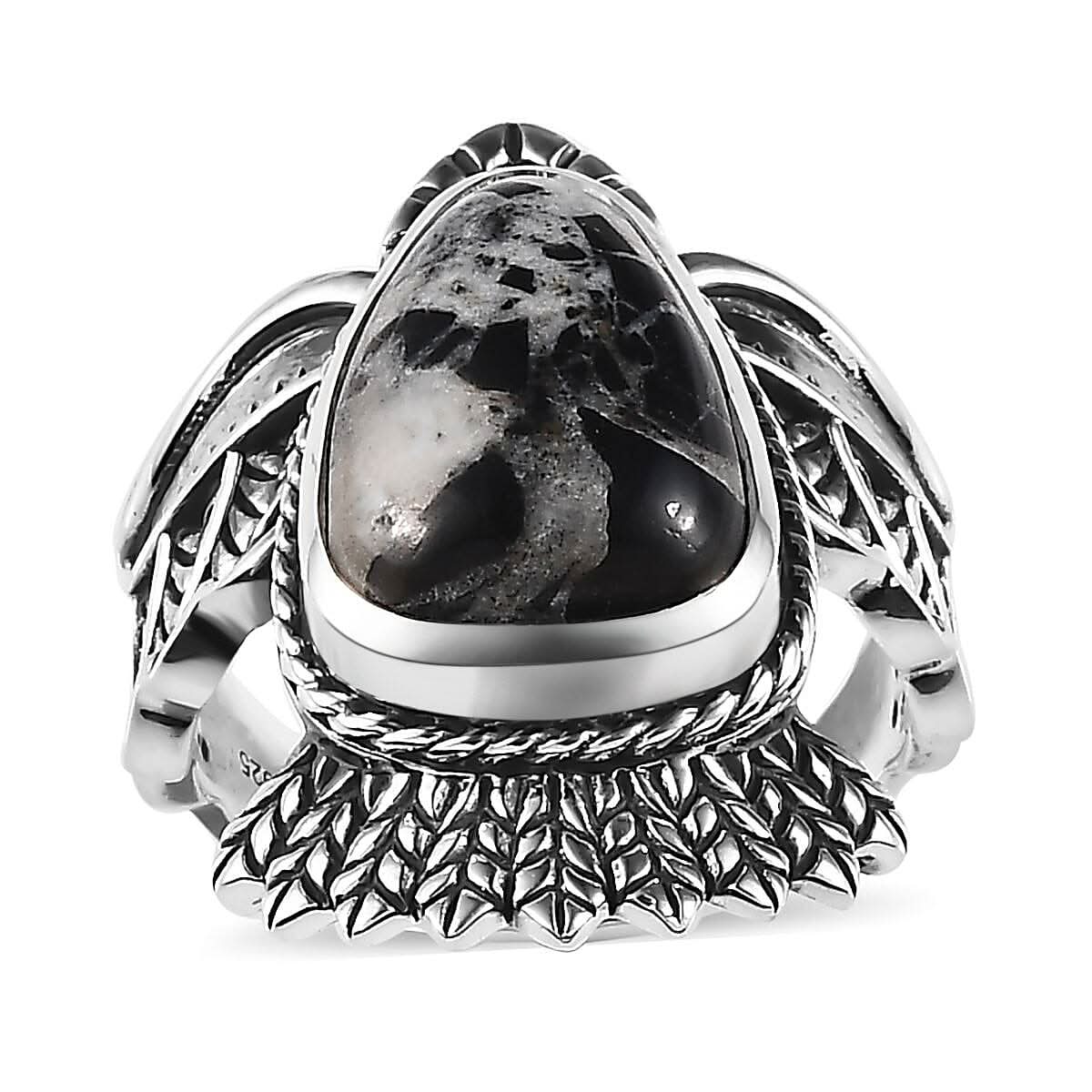 Artisan Crafted White Buffalo Ring in Sterling Silver (Size 10.0) 7.35 ctw