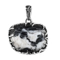 Artisan Crafted White Buffalo Solitaire Pendant in Black Oxidized Sterling Silver 18.85 ctw - Sticky add to cart bar