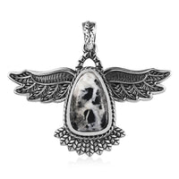 Artisan Crafted White Buffalo Eagle Pendant in Sterling Silver 7.75 ctw
