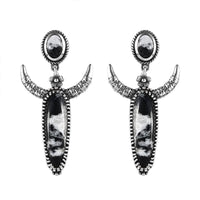 Artisan Crafted White Buffalo Bull Head Earrings in Sterling Silver 9.25 ctw
