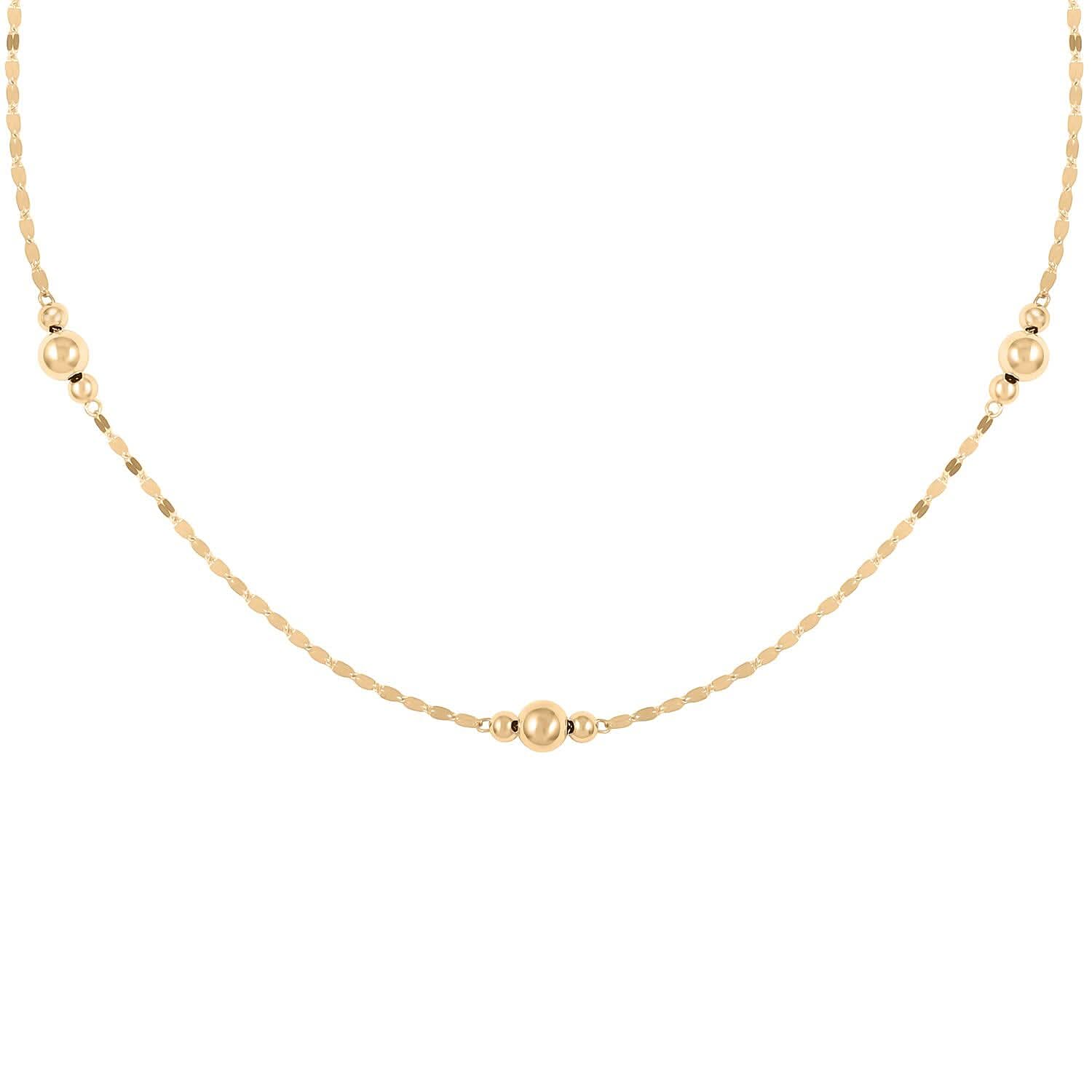 Bolle Oro Italian 14K Yellow Gold Station Necklace 18 Inches 1.25 Grams