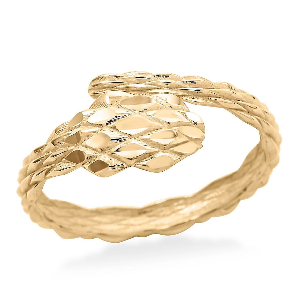 Italian 10K Yellow Gold Diamond-Cut Snake Graduated Ring 1.85 Grams