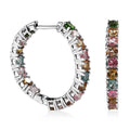 Multi-Tourmaline Inside Out Hoop Earrings in Platinum Over Sterling Silver 4.25 ctw - Sticky add to cart bar