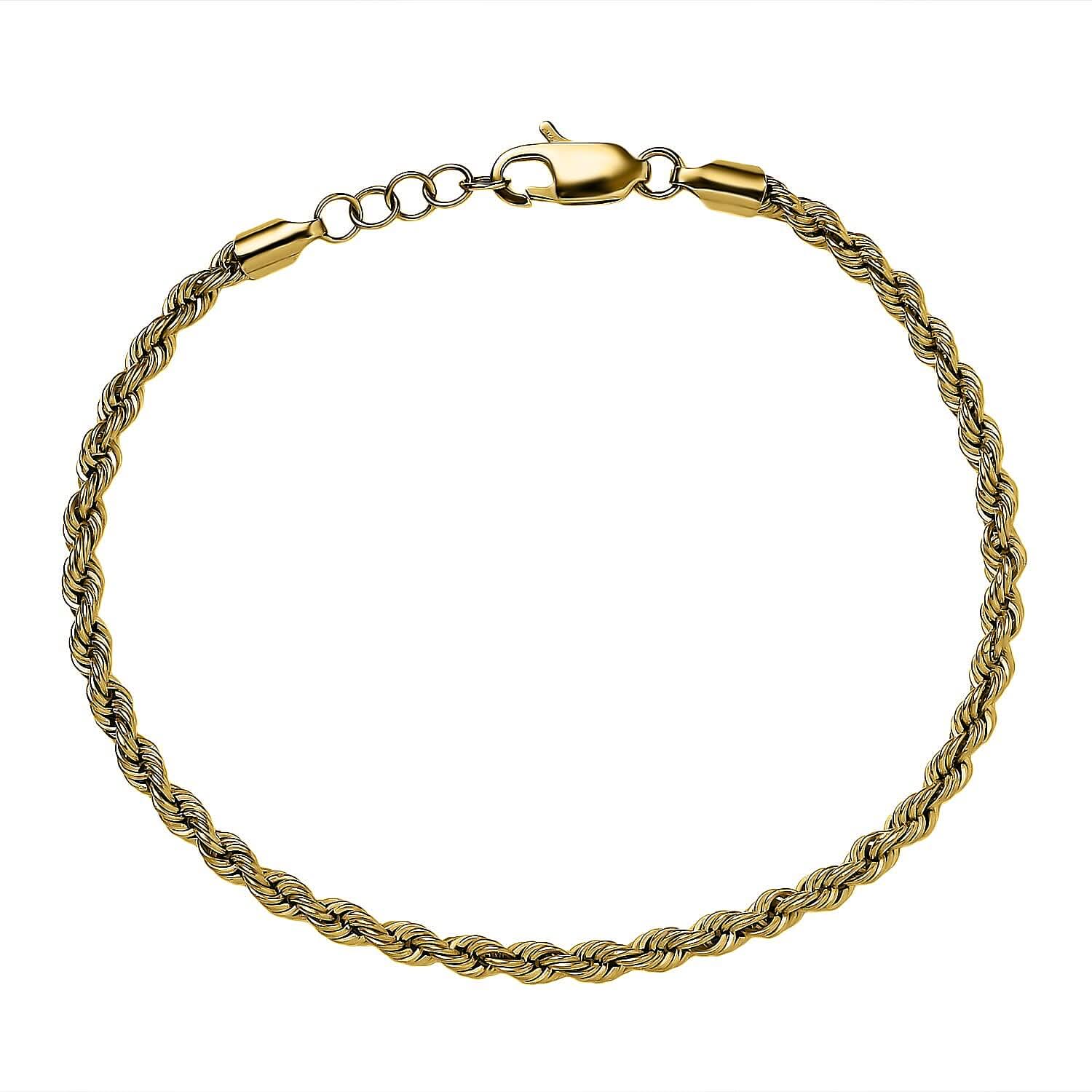 22K Yellow Gold Rope Bracelet (7.50-8.0In) 4.70 Grams