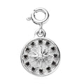 Moissanite and Thai Black Spinel Charm in Platinum Over Sterling Silver 0.10 ctw - Sticky add to cart bar