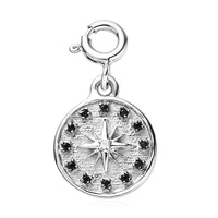 Moissanite and Thai Black Spinel Charm in Platinum Over Sterling Silver 0.10 ctw