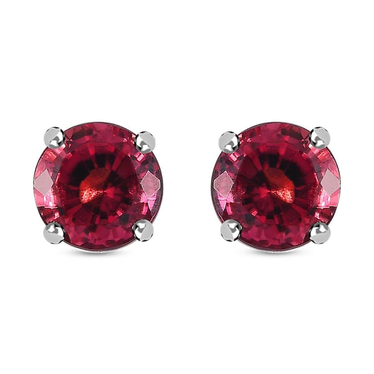 Rhapsody 950 Platinum AAAA Ouro Fino Rubellite Solitaire Stud Earrings 2.10 ctw