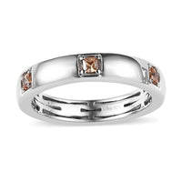 Simulated Champagne Diamond Band Ring in Platinum Over Sterling Silver (Size 6.0) 0.50 ctw