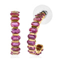 Pink Ruby (FF) J-Hoop Earrings in Vermeil Yellow Gold Over Sterling Silver 7.85 ctw - Sticky add to cart bar