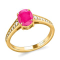 Certified & Appraised Luxoro 14K Yellow Gold AAA Montepuez Ruby and I2 Diamond Ring 2.50 ctw - Sticky add to cart bar