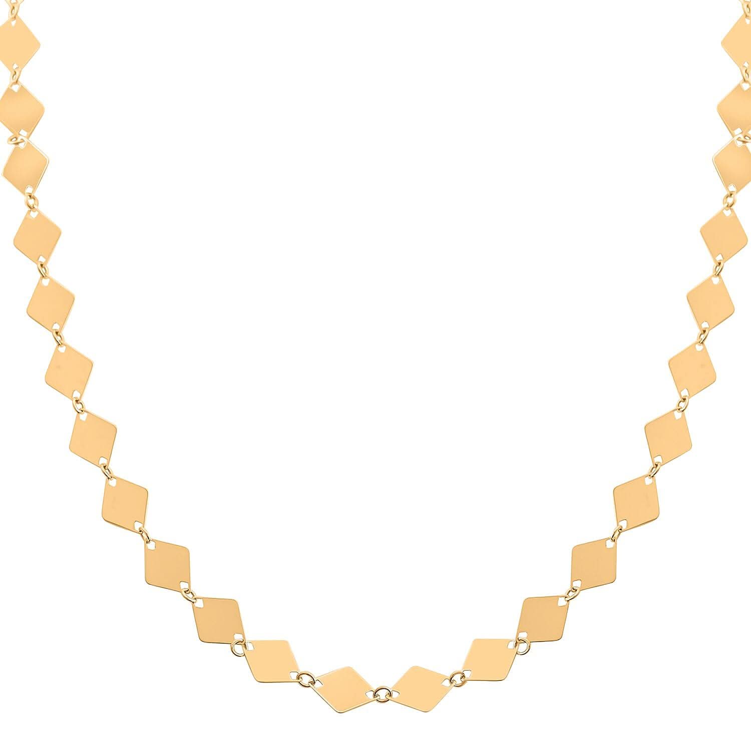 Italian 10K Yellow Gold Polished Kite Link Necklace 18 Inches 2.45 Grams