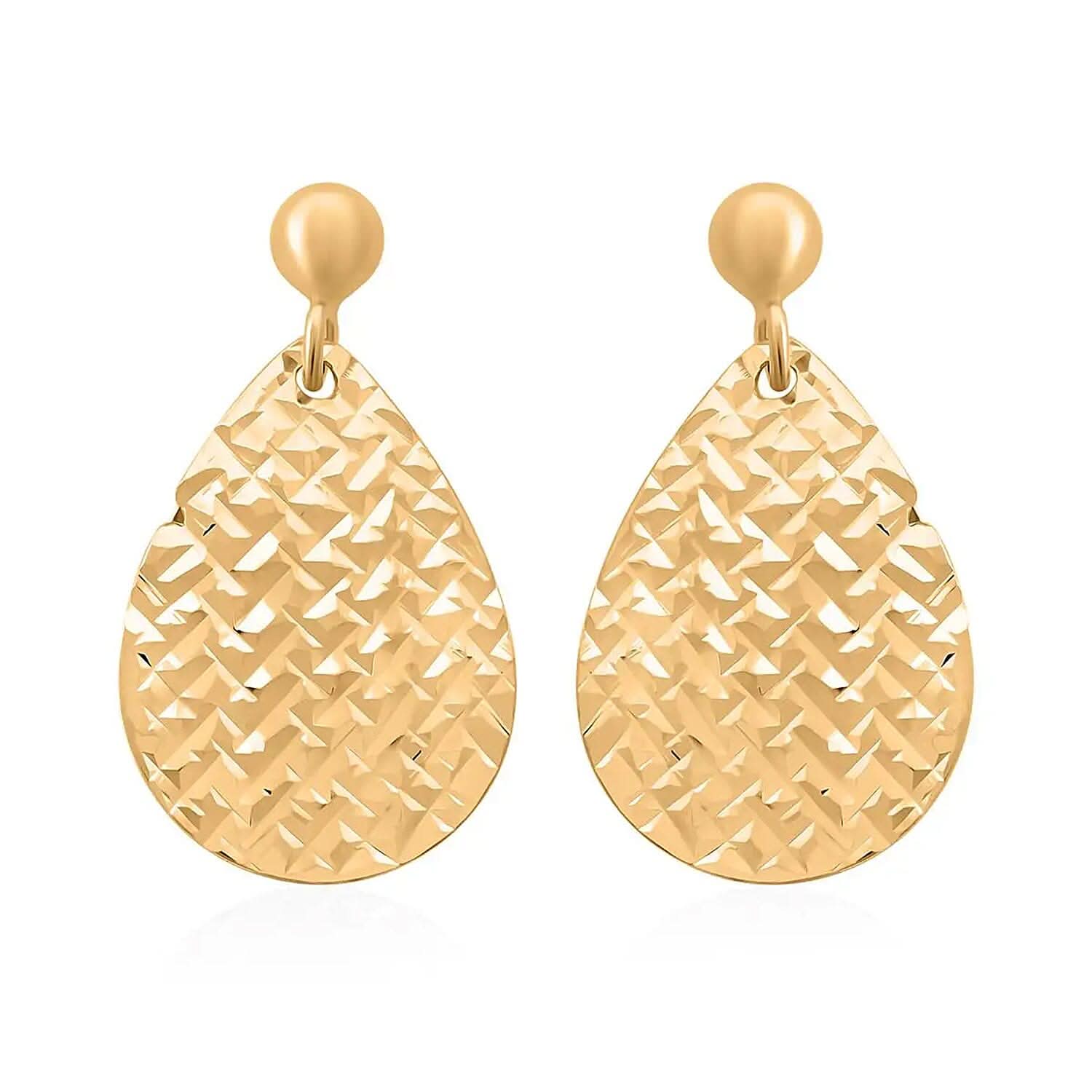 Italian 10K Yellow Gold Diamond-cut Drop Earrings (1.2 g)