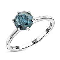 No Brand 10K White Gold I3 Blue Diamond I3 Ring , Gold Wt. 2 g 1.10 ctw