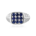 Doorbuster Premium Ceylon Blue Sapphire Men's Ring in Platinum Over Sterling Silver (Size 10.0) 1.25 ctw - Sticky add to cart bar