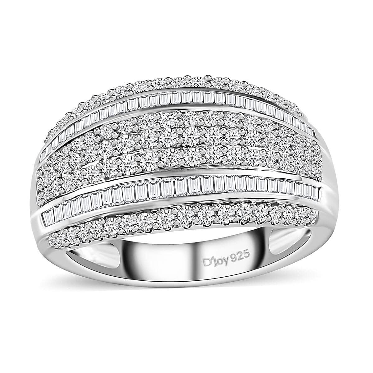 Diamond Ring in Rhodium Over Sterling Silver (Size 7.0) 1.00 ctw