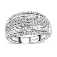 Diamond Ring in Rhodium Over Sterling Silver (Size 7.0) 1.00 ctw