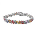 TLV Multi Sapphire Double-Row Bracelet in Platinum Over Sterling Silver (6.50 In) 14.85 ctw - Sticky add to cart bar