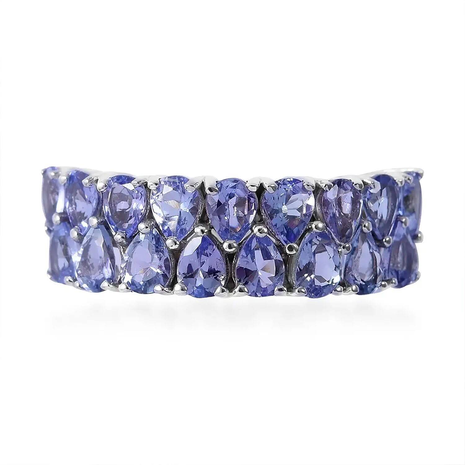 Tanzanite Ring in Platinum Over Sterling Silver 3.75 ctw