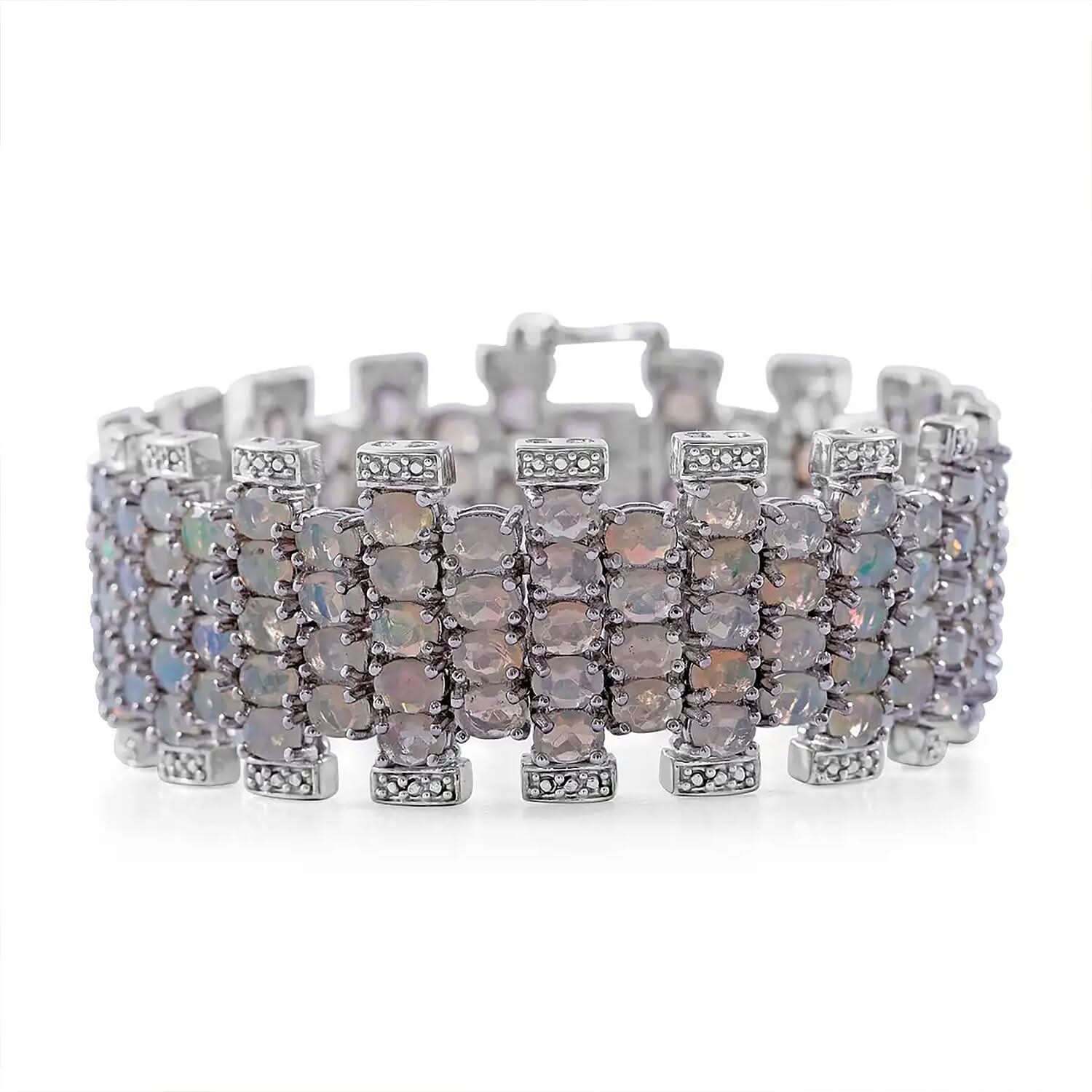Ethiopian Welo Opal Bracelet in Platinum Over Sterling Silver (6.50 In) 20.90 ctw