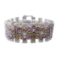 Doorbuster Multi-Tourmaline Bracelet in Platinum Over Sterling Silver (6.50 In) 30.40 ctw - Sticky add to cart bar