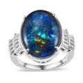 Doorbuster Boulder Opal Triplet and Moissanite Ring in Vermeil Yellow Gold Over Sterling Silver 7.15 ctw - Sticky add to cart bar
