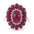 African Ruby and White Zircon Halo Ring in Platinum Over Sterling Silver 23.40 ctw - Sticky add to cart bar