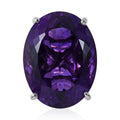 AAA Lusaka Amethyst Solitaire Ring in Platinum Over Sterling Silver (Size 10.0) 50.00 ctw - Sticky add to cart bar