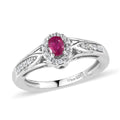 Premium Montepuez Ruby and White Zircon Ring in Platinum Over Sterling Silver (Size 10.0) 0.40 ctw - Sticky add to cart bar