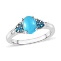 Sleeping Beauty Turquoise and Malgache Neon Apatite Ring in Platinum Over Sterling Silver (Size 5.0) 1.15 ctw - Sticky add to cart bar