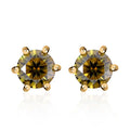 Olive Green Moissanite Solitaire Stud Earrings in Vermeil YG Over Sterling Silver 1.90 ctw - Sticky add to cart bar