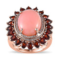 Premium Peruvian Pink Opal and Multi Gemstone Cocktail Ring in Vermeil Rose Gold Over Sterling Silver (Size 10.0) - Sticky add to cart bar
