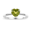 Peridot Heart Solitaire Ring in Sterling Silver (Size 10.0) 1.25 ctw - Sticky add to cart bar