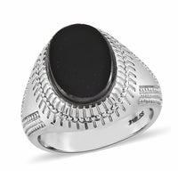 Black Onyx Solitaire Ring in Stainless Steel (Size 10.0) 4.35 ctw
