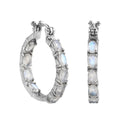Rainbow Moonstone 7.65 ctw Hoop Earrings in Stainless Steel - Sticky add to cart bar