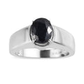 Midnight Sapphire Solitaire Men's Ring in Stainless Steel (Size 10.0) 2.50 ctw - Sticky add to cart bar
