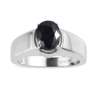 Midnight Sapphire Solitaire Men's Ring in Stainless Steel (Size 10.0) 2.50 ctw