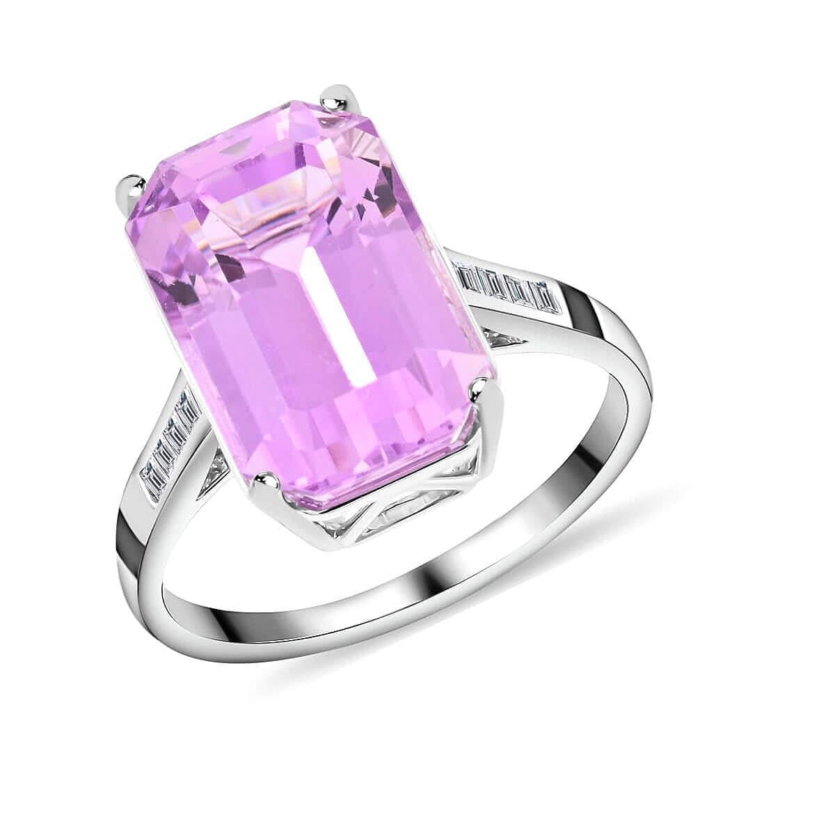Certified and Appraised Rhapsody 950 Platinum AAAA Patroke Kunzite and E-F VS Diamond Ring 5.45 Grams 9.25 ctw