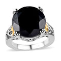 Karis Thai Black Spinel Solitaire Ring in 18K YG Plated and Platinum Bond (Size 5.0) 12.25 ctw - Sticky add to cart bar