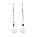 Freshwater Pearl and Multi Gemstone Earrings in Sterling Silver 1.35 ctw - Sticky add to cart bar