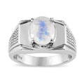Rainbow Moonstone Men's Ring in Stainless Steel (Size 10.0) 2.40 ctw - Sticky add to cart bar