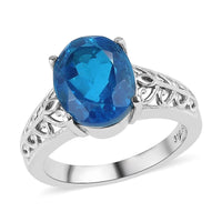 Caribbean Quartz Solitaire Ring in Stainless Steel (Size 10.0) 3.60 ctw