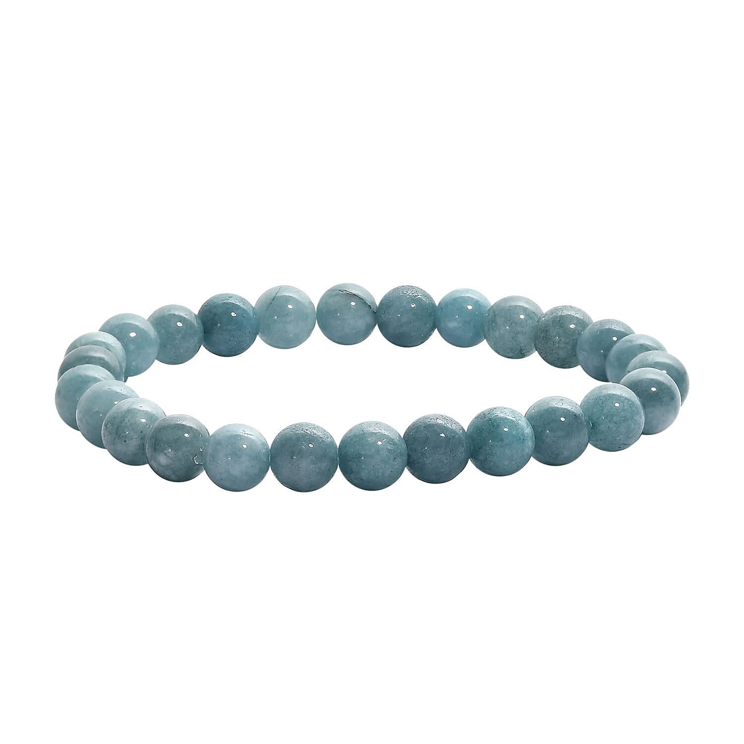 Milky Aquamarine Beaded Stretch Bracelet (7.25 In) 100.00 ctw