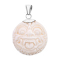 Carved Bone Flower Pendant in Sterling Silver - Sticky add to cart bar