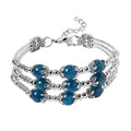 Amazonite 68.50 ctw 3 Row Station Bracelet in Silvertone (7-9In) - Sticky add to cart bar