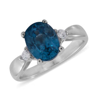 Doorbuster Cambodian Blue Zircon and White Zircon Ring in Platinum Over Sterling Silver 3.10 ctw